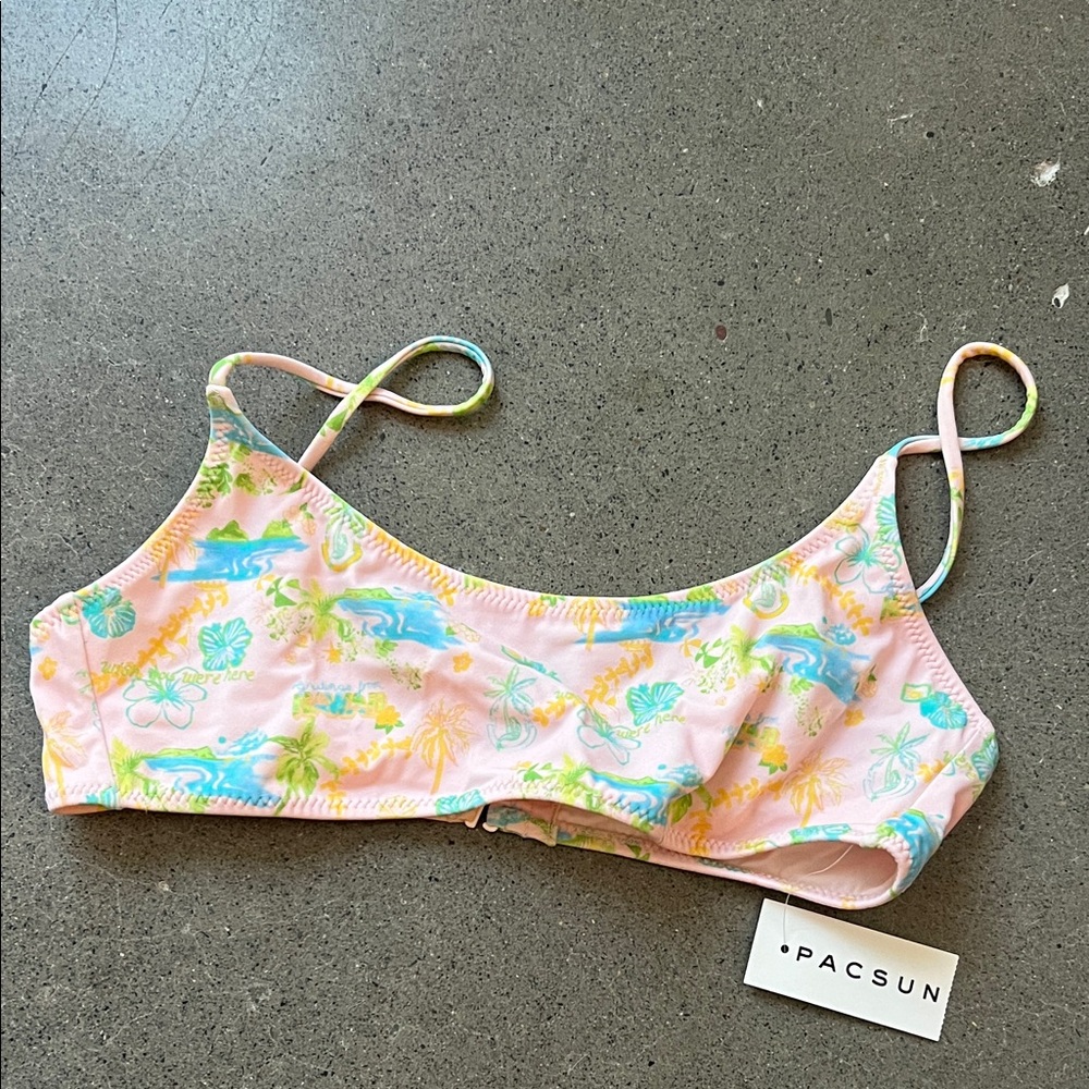 PacSun Pink Tropical Print Women’s Swim Bikini Top